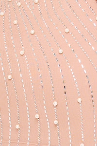 Symphony Dress - Rhinestone Trim Wave With Pearl On Power Mesh Mini Dress | Zezebe