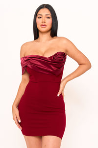 Symphony Dress - Satin Rose Off The Shoulder Mini Dress | Zezebe