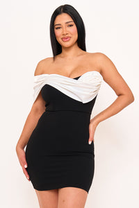 Symphony Dress - Satin Rose Off The Shoulder Mini Dress | Zezebe