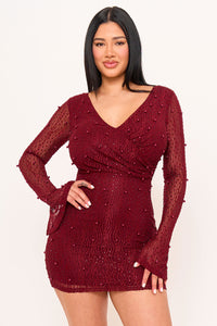 Symphony Dress - Pearl Detailed Wavy Mesh Mini Dress | Zezebe