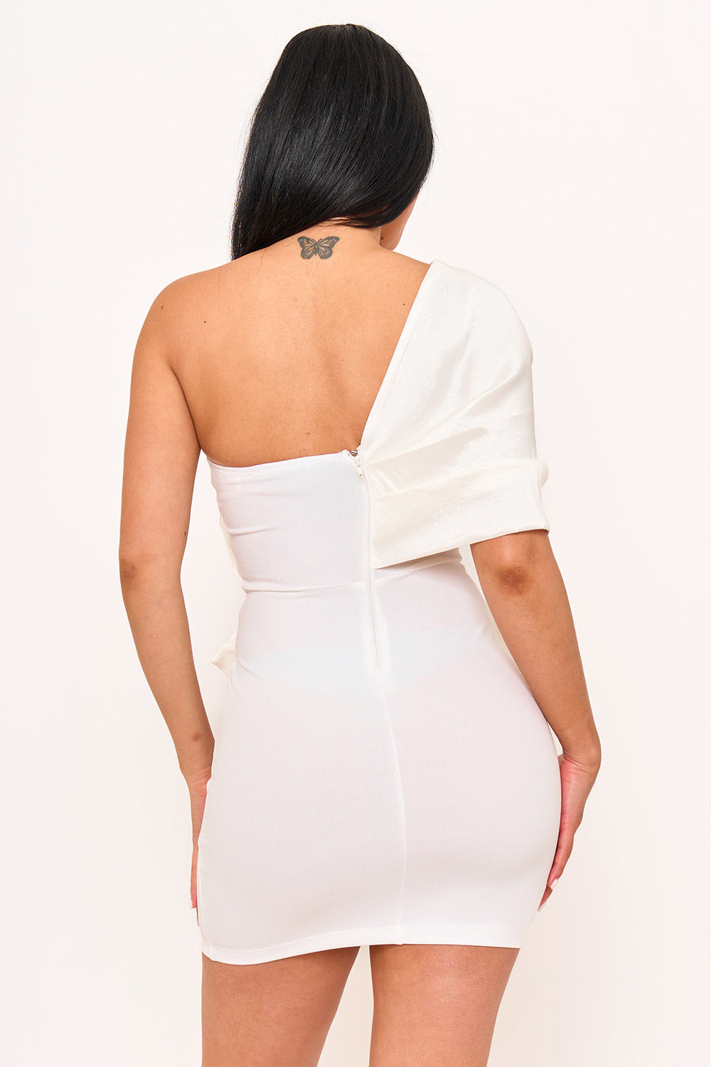 Symphony Dress - One Shoulder Twist Tie Detail Front Mini Dress | Zezebe