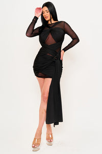 Symphony Dress - Mesh Contrast Wrap Mini Dress | Zezebe