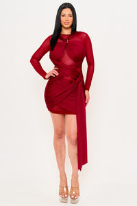 Symphony Dress - Mesh Contrast Wrap Mini Dress | Zezebe