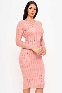 Symphony Dress - Square Rhinestone On Mesh Midi Dress | Zezebe
