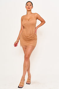 Symphony Dress - Rhinestone On Overlay Mesh Mini Dress | Zezebe