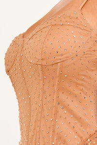 Symphony Dress - Rhinestone On Overlay Mesh Mini Dress | Zezebe