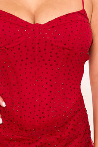 Symphony Dress - Rhinestone On Overlay Mesh Mini Dress | Zezebe