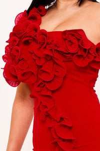 Symphony Dress - Pleated Ruffle One Shoulder Mini Dress | Zezebe