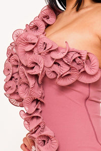 Symphony Dress - Pleated Ruffle One Shoulder Mini Dress | Zezebe