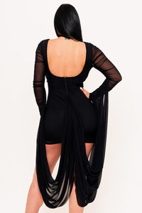 Symphony Dress - Shirring Drapped Attached Back Mini Dress | Zezebe