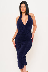 Symphony Dress - Glitter Halter Neck Midi Dress | Zezebe