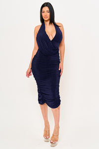 Symphony Dress - Glitter Halter Neck Midi Dress | Zezebe