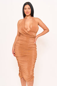 Symphony Dress - Glitter Halter Neck Midi Dress | Zezebe