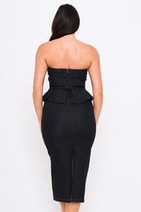 Chevron Pattern Pipe Detail Midi Dress