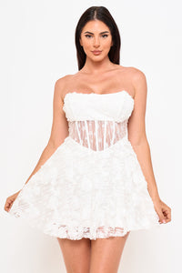 Symphony Dress - Flower Lace Flare Mini Dress | Zezebe