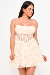 Symphony Dress - Flower Lace Flare Mini Dress | Zezebe