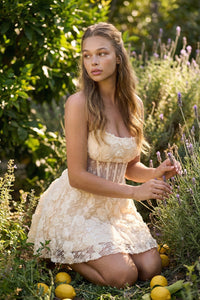 Symphony Dress - Flower Lace Flare Mini Dress | Zezebe