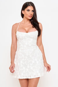 Symphony Dress - Fleur Faux Fur Tape Flare Mini Dress | Zezebe