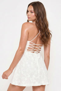 Fleur Faux Fur Tape Flare Mini Dress
