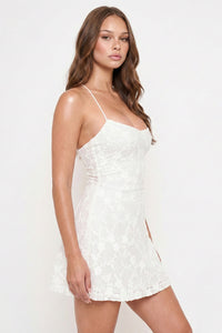 Fleur Faux Fur Tape Flare Mini Dress