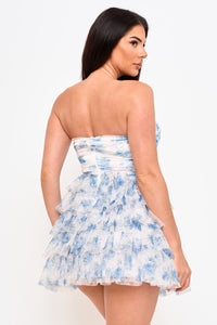 Symphony - Spring Floral Print Layered Ruffle Mini | Zezebe