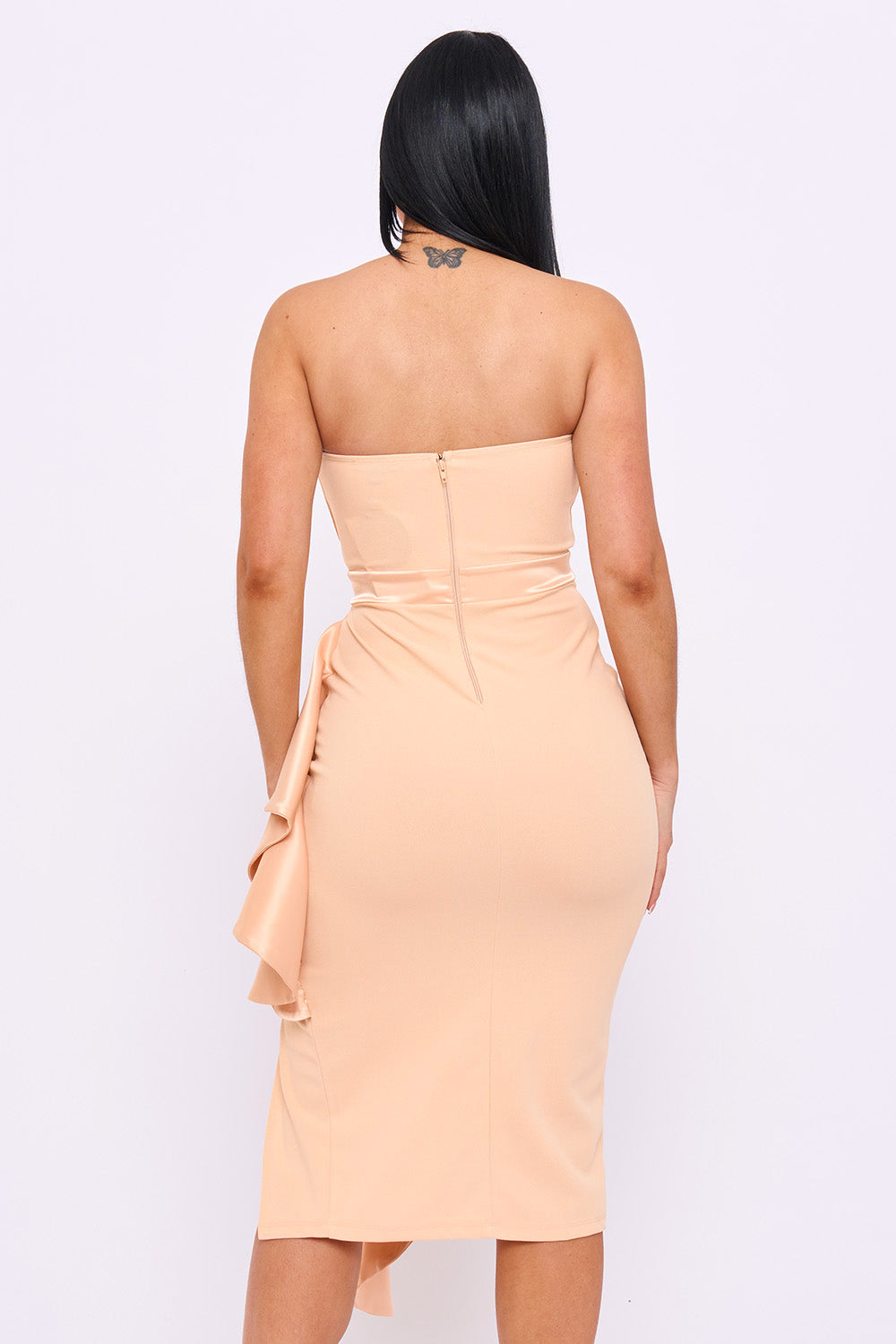 Symphony Dress - Satin Pleated Fabric Contrast Midi Dress | Zezebe