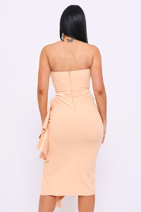 Symphony Dress - Satin Pleated Fabric Contrast Midi Dress | Zezebe