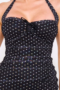 Polka Dot Halter Neck Midi Dress