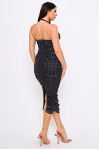 Polka Dot Halter Neck Midi Dress
