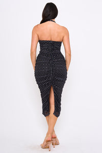 Polka Dot Halter Neck Midi Dress