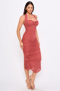 Polka Dot Halter Neck Midi Dress