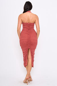 Polka Dot Halter Neck Midi Dress
