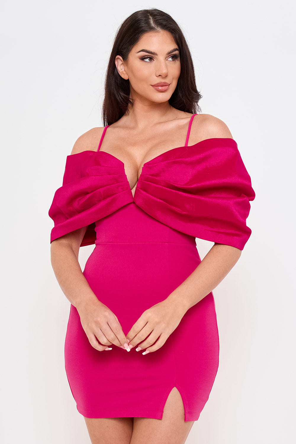 Symphony Dress - Oversized Satin Bow Off The Shoulder Mini Dress | Zezebe