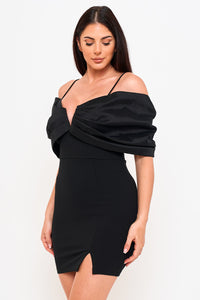 Symphony Dress - Oversized Satin Bow Off The Shoulder Mini Dress | Zezebe