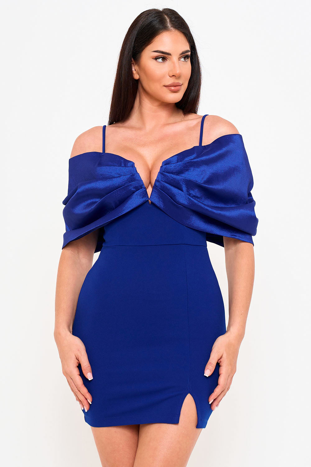 Symphony Dress - Oversized Satin Bow Off The Shoulder Mini Dress | Zezebe