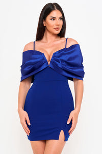 Symphony Dress - Oversized Satin Bow Off The Shoulder Mini Dress | Zezebe