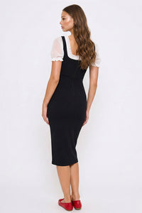 Symphony Dress - Chiffon Puff Short Sleeve Attached Midi Dress | Zezebe