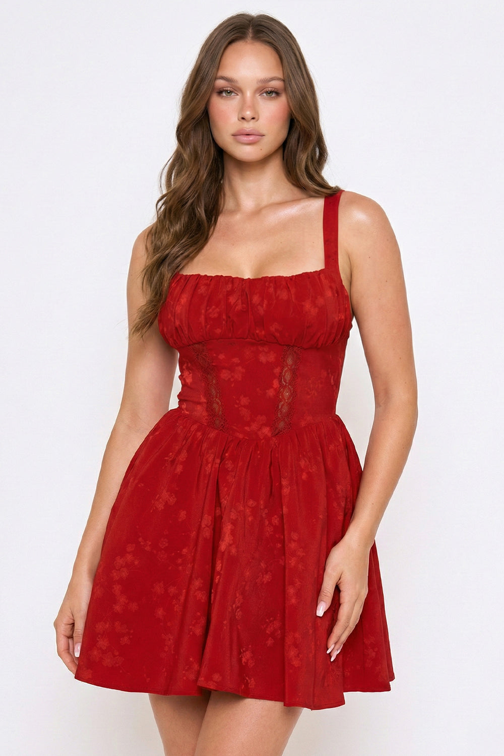 Floral Patterned Fabric Mini Dress