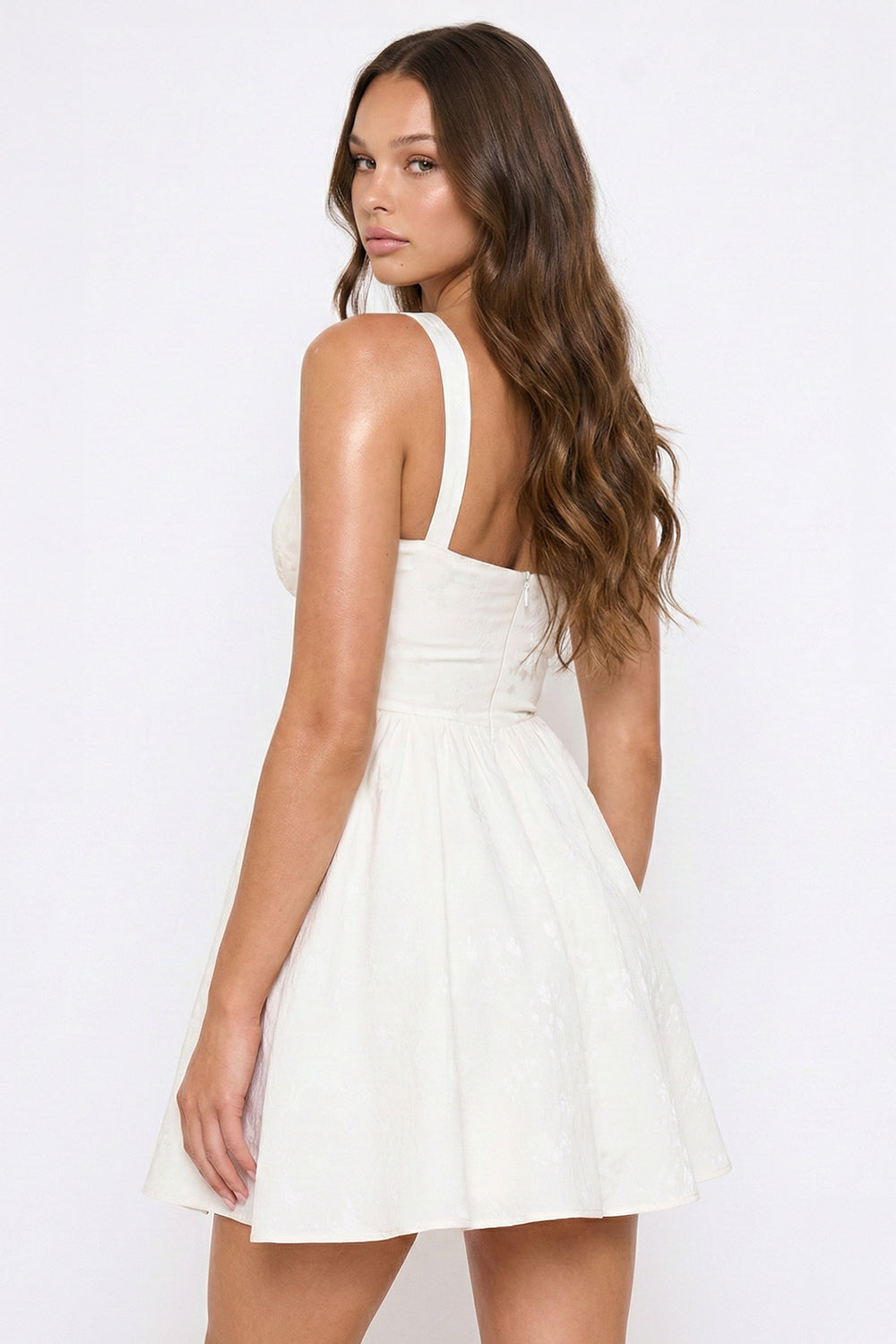Floral Patterned Fabric Mini Dress
