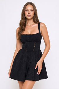 Floral Patterned Fabric Mini Dress