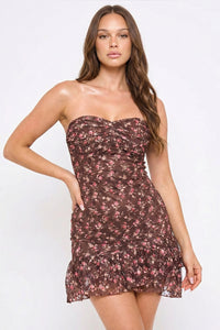 Symphony Dress - Strapless Floral Lace Mini Dress | Zezebe