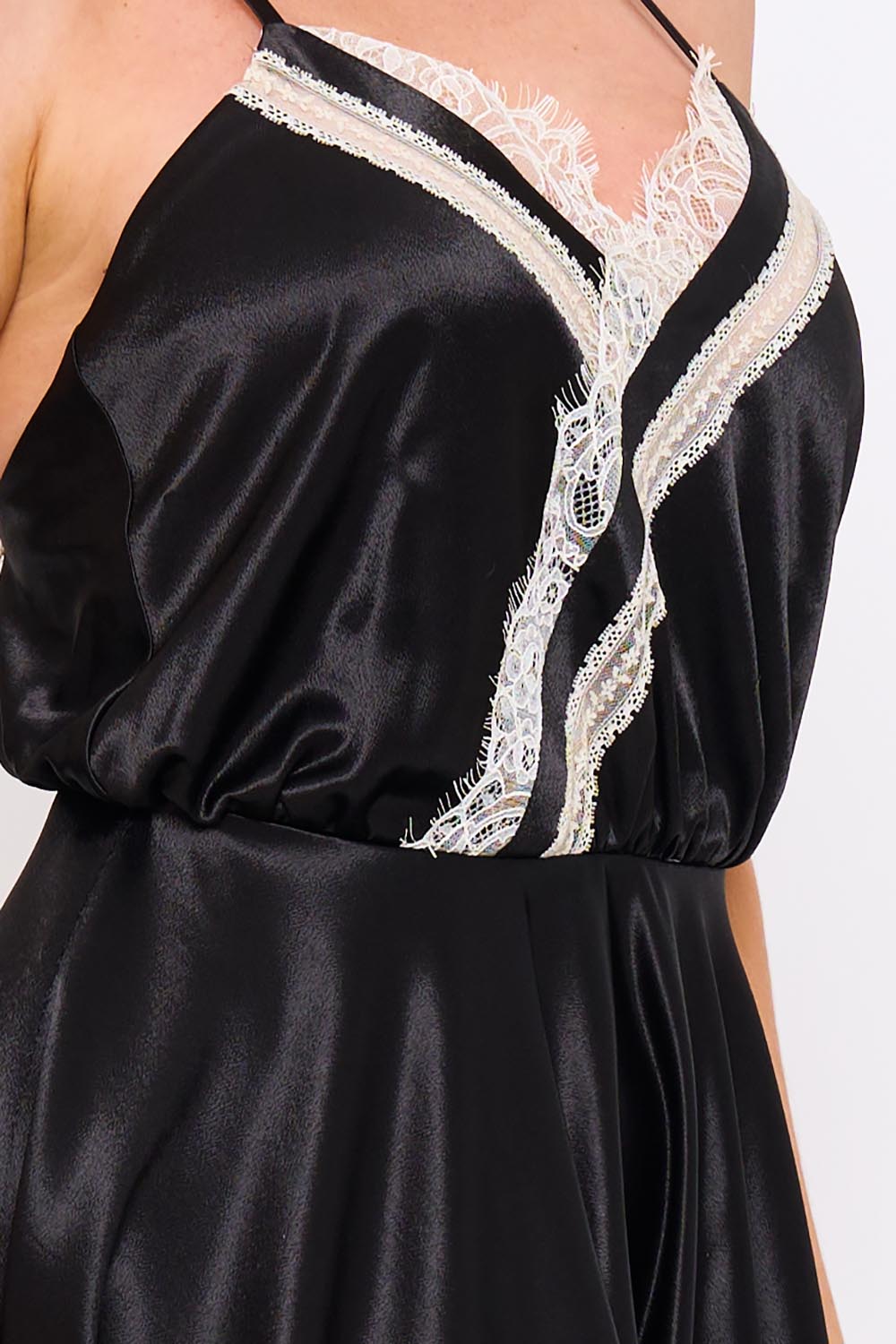 Symphony Dress - Lace Trim Detail Hi Low Midi Dress | Zezebe