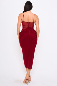 Sheer Corset Lace Bra Midi Dress