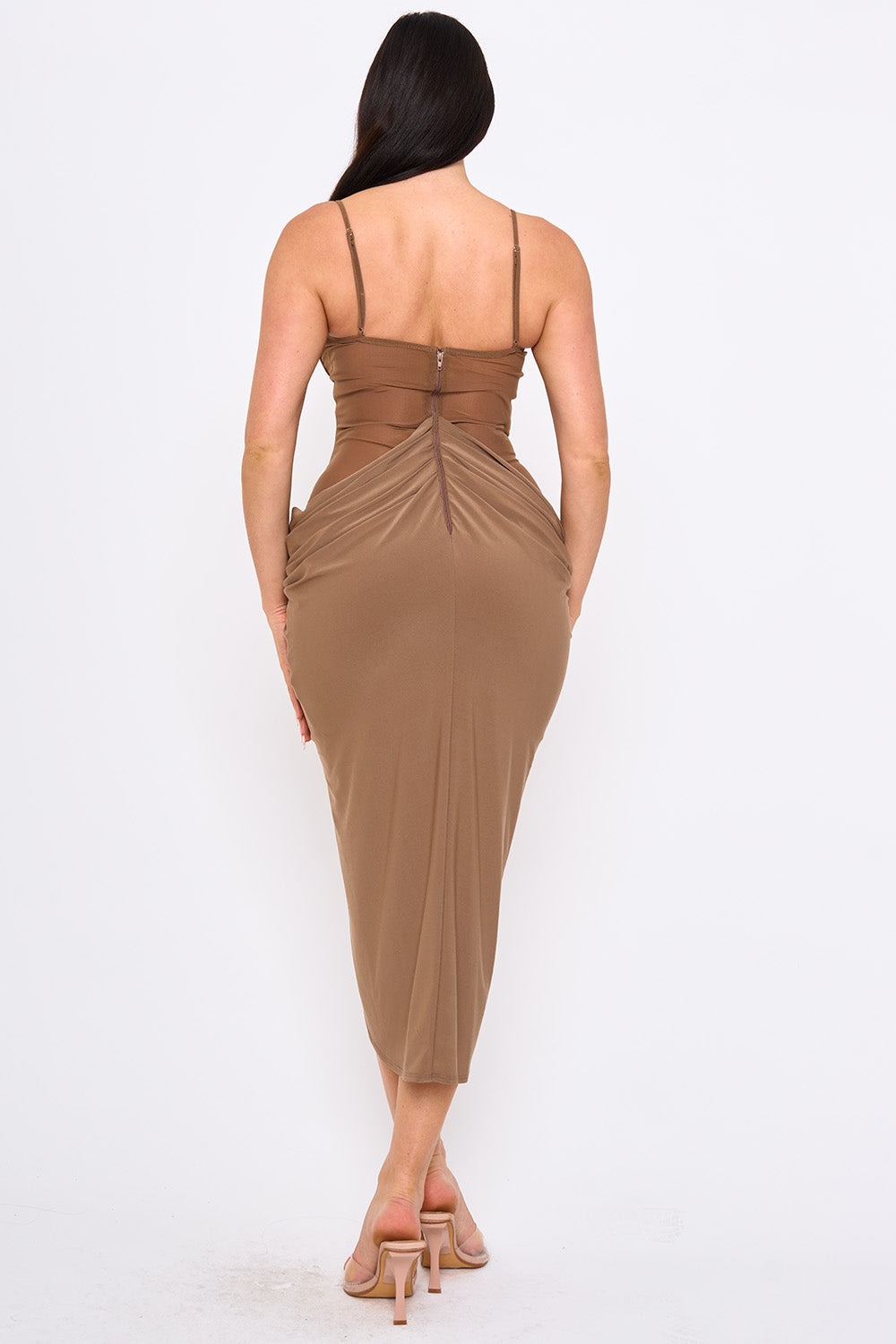 Sheer Corset Lace Bra Midi Dress