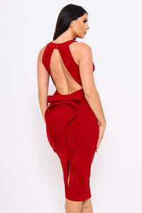 Open Back With Bow Midi Dress