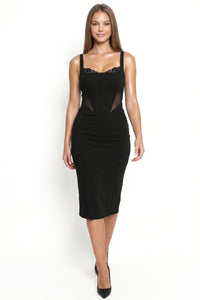 Bodice With Lace Midi Dress