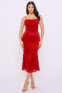 Floral Jacquard Lace Midi Dress