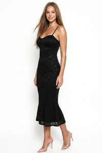 Floral Jacquard Lace Midi Dress