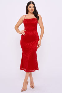 Floral Jacquard Lace Midi Dress