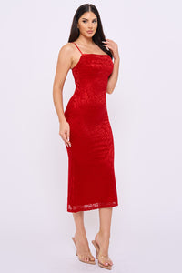 Floral Jacquard Lace Midi Dress